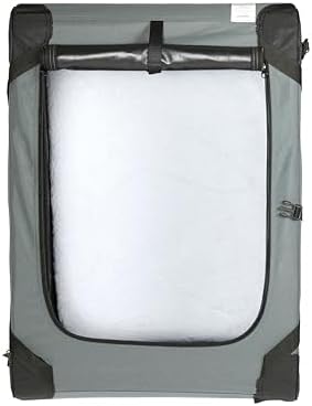 Amazon Basics 4-Door Portable Folding Soft Dog Crate, Collapsible Travel Kennel for Cat, Dog, and Small Animals, Pop Up with Fleece Mat, Water-Resistant Base, Grey, 36" x 24" x 24"
