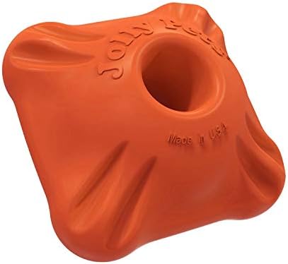 Jolly Pets Flex-N-Chew Squarble Dog Toy, Large, Orange | Ultra-tough, treat-stuffable dog toy with an erratic bounce - floats, great for chewers