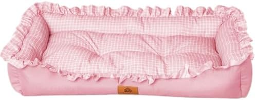 Dog and Cat Bed with Lacework Design - Washable Rectangular Pet Bed for Indoor Cats & Dogs, Cozy Non-Slip Puppy Kitten Bed(Pink,16 * 12 * 3in)