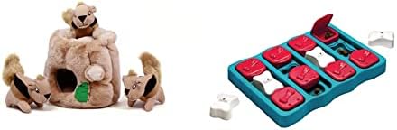 Outward Hound Hide A Squirrel Plush Dog Toy Puzzle (Medium) and Dog Brick Interactive Treat Puzzle Dog Toy