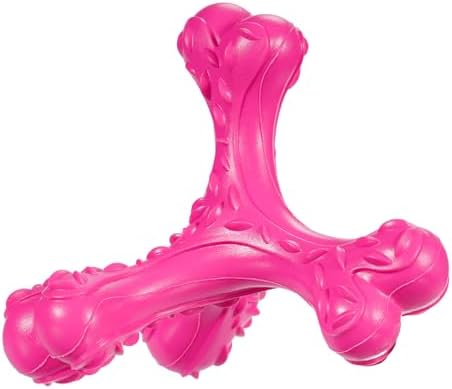 Dog Chew Toys for Aggressive Chewers Large Breed,Indestructible Bones Toy，Durable Cleaning Toothbrush Natural Rubber Dog Toys… (Pink)