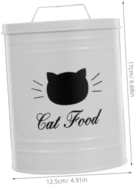 PRETYZOOM Iron Metal Container for Cat and Dog Food Airtight Sealed Jar Convenient and, Iron, White