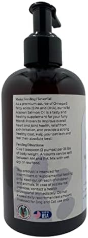 Pure Wild Alaskan Salmon Oil for Dogs & Cats - Omega 3 Skin & Coat Supplement, Natural EPA + DHA Fatty Acids for Joint Function, Brain, Immune & Heart Health (8 FL OZ)