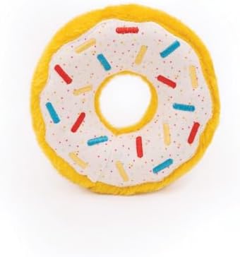 ZippyPaws Donutz - No Stuffing Dog Toys to Keep Them Busy, for Small and Medium Dogs, Squeaky Pet Toy for Boredom, Unstuffed Chew Toy, Soft Plush Puppy Products, Funny Food Toy - Birthday Donut