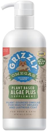 Grizzly Pet ProductsAlgal Plus Omega 3-6-9 Food Supplement for Dogs and Cats, 16 Ounce Bottle