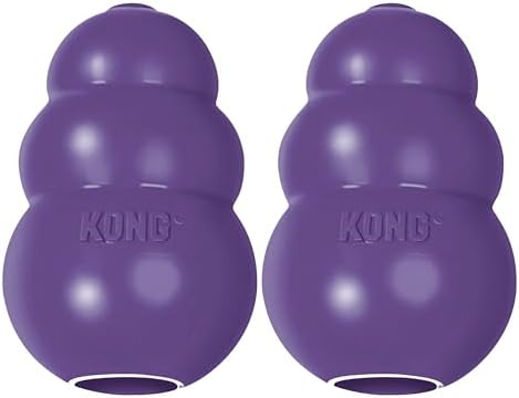 KONG Senior, Gentle Natural Rubber Toy, for Medium Dogs (Pack of 2) | Gentle Natural Rubber Stuffable Toy Designed for Older Dogs with Aging Teeth, Holds Treats for Easy Chewing & Gentle Fetch