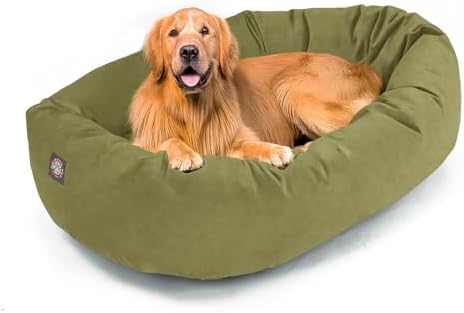 Majestic Pet Suede Calming Dog Bed, 40 Inch Large, Washable, Sage