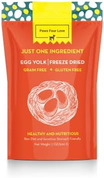 Organic Freeze-Dried Egg Treats for Dogs & Cats — 100% Single-Ingredient Egg — Grain-Free, Gluten-Free, High Protein Nutrition, Food Topper & Training Reward — Made in USA (Pack of 1)