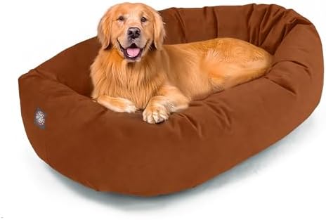 Majestic Pet Suede Calming Dog Bed, 40 Inch Large, Washable, Rust