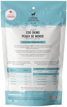 Canine Cravers Single Ingredient Dog Treats - Wild Caught Crispy Cod Skins, 4oz