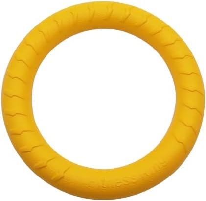 Dog Ring Frisbee Toy EVA Foam Fetch Chew Tug Toy for All Breeds (Yellow, Large)