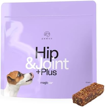 PawCo Magic Bar Healthy Functional Dog Treat – Soft, High-Protein Peanut Butter Bars with Pumpkin & Chicory Root, Supports Energy, Digestion & Overall Wellness – Pack of 8 (Hip & Joint)