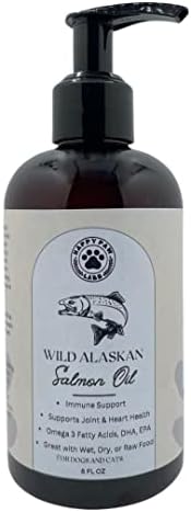 Pure Wild Alaskan Salmon Oil for Dogs & Cats - Omega 3 Skin & Coat Supplement, Natural EPA + DHA Fatty Acids for Joint Function, Brain, Immune & Heart Health (8 FL OZ)
