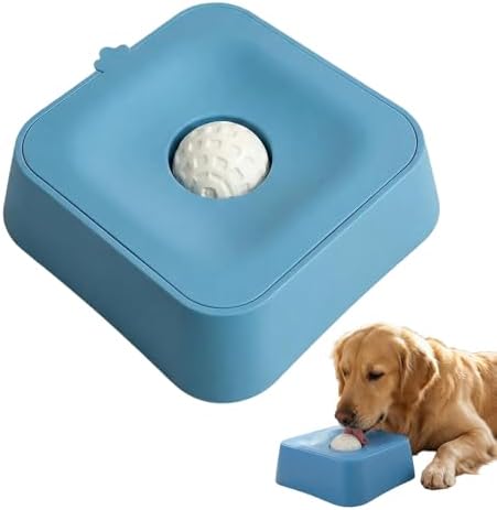 Slow Feeder Dog Lick Bowl for Liquid Treats-Bone Broth & Yogurt Mat for Dogs,3/4 Cup Capacity Calming Enrichment Toy for Post-Op Recovery or Dietary Supplement-for Large Medium Small Breeds. (Blue)