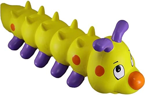 PetSport Naturflex Large Caterpillar Latex Dog Chew Toy | All-Natural Soft, Squeaky, Non-Toxic Rubber Chew Toy | Safe for Indoor Play | 10.5"