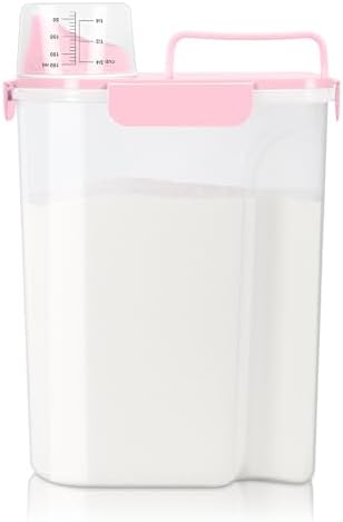 TBMax Airtight Rice Container 10 Lbs, Cereal Dispenser, Pet Cat Dog Food Storage Container, Plastic Kitchen Pantry Food Storage Holder with Cup -Pink
