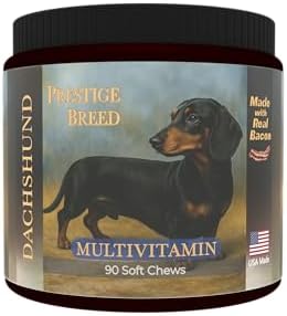 Multivitamins, Balanced Nutrition for Dachshund, 90 Count, Made in the USA with Real Bacon