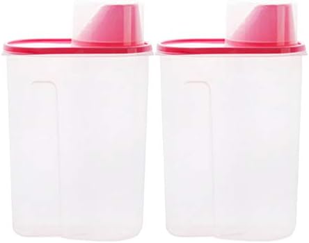 POPETPOP 2pcs Pet Dog Food Storage Container, 2-Pack, 2.5L, Pink