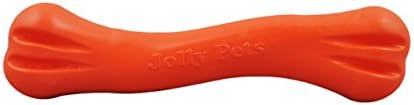 Jolly Pets Flex-N-Chew Jolly Bone Dog Toy, 9 in, Large, Orange | Ultra-tough 9-inch stuffable chew bone for large dogs - floats and holds treats
