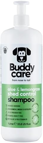 Shed Control Dog Shampoo by Buddycare | Aloe & Lemongrass Scented | with Aloe Vera and Pro Vitamin B5 (33.8oz)