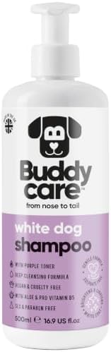 White Dog Shampoo by Buddycare | Dry Skin & Itchy Skin Relief for Smelly Dogs | Deep Cleansing Shampoo for Dogs Puppy Sensitive Skin | Dog Shampoo & Conditioner | with Aloe & Vitamin B5 (16.90oz)