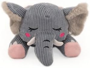 ZippyPaws Snooziez with Shhhqueaker - Elephant Dog Toy with Silent Squeakers, Quiet Puppy Toys for Boy and Girl Dogs, Small Plush Dog Gifts