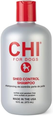 CHI for Dogs Shed Control Anti-Shedding Dog Shampoo, 16 Oz | Reduces loose hair, sulfate and paraben free, pH-balanced, cruelty-free, for all coat types and breeds