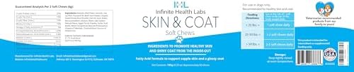 Skin & Coat Chews for Dogs, Omega-3 Fish Oil with EPA & DHA, Biotin, Vitamins A & D3, Supports Dry Skin, Shedding & Shiny Coats, Beef Liver Flavor, 60 Soft Chews