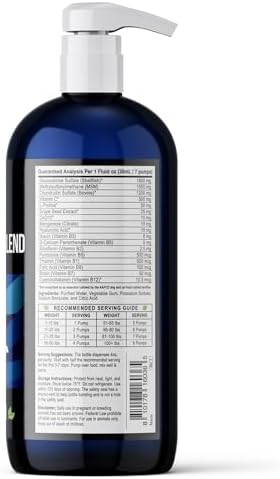 Best Paw Nutrition Liquid Glucosamine for Dogs | Glucosamine Chondroitin MSM with Hyaluronic Acid | Hip and Joint Supplement | Unflavored | Easy Pump Food Topper | 32oz