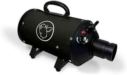 Flying Pig High Velocity Dog Pet Grooming Dryer w/Heater (Flying One, Black w/White Logo)