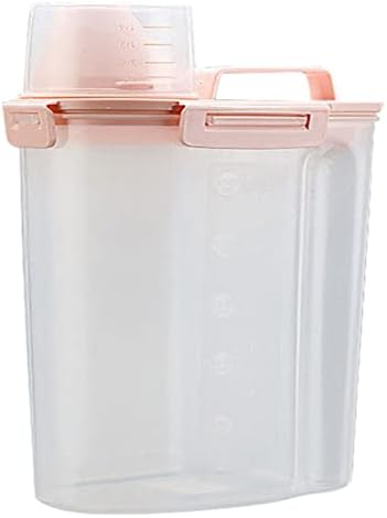 Pet Food Storage Container,3L Large Pet Cat Food Containers Bin with Lids,Kitchen Cereal Rice Storage Bin with Measuring Cup Silicone Bowl For Storage Dog Cat Small Pet Food (Pink)