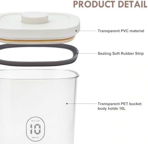 LEAWALK 10Lbs/10.57Qt Airtight Dog Cat Food Storage Container and Dog Treat Containers BPA-Free, PET Clear Stackable Pet Storage Bin, Pop Top, 1-Cup Scoop for Pet Food/Rice/Flour/Bread/Grains