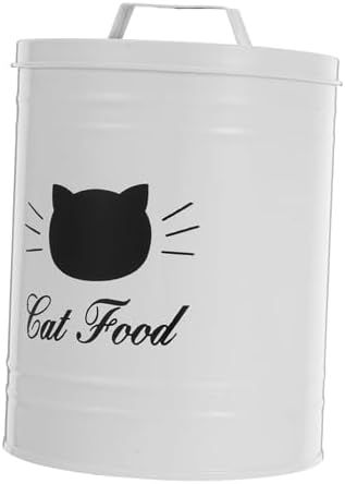 PRETYZOOM Iron Metal Container for Cat and Dog Food Airtight Sealed Jar Convenient and, Iron, White