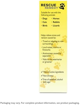 Rescue Remedy Pet Dropper - 10mL - Stress & Tension Support for Dogs & Cats with Bach Natural Flower Essences - Sedative-Free, Homeopathic Liquid Formula - For All Breeds, Ages & Weights