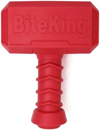 Natural Rubber Dog Toys for Large Aggressive Chewers - Lifetime Replacement - Indestructible Fetch Treat Toy for Large Dogs - Durable Hammer Dog Chew Toy for Super Chewer, Red