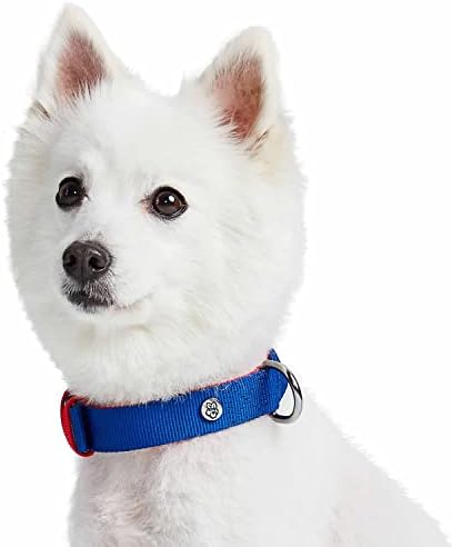 Blueberry Pet Iconic Color-Block Adjustable Dog Collar with Metal Buckle, Navy Blue and Red, Neck 17-20.5", for Large Breed