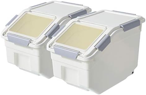 LISM 2 Pack Dog Food Storage Container with Scoop, 2-Pack, 10 LB, White