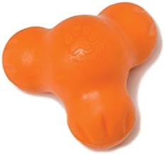 WEST PAW Zogoflex Tux Treat Dispensing Dog Chew Toy – Interactive Chewing Toy for Dogs – Dog Games for Aggressive Chewers, Fetch, Catch – Holds Kibble, Treats, Large 5", Tangerine