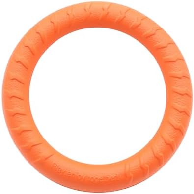 Dog Ring Frisbee Toy EVA Foam Fetch Chew Tug Toy for All Breeds (Orange, Large)