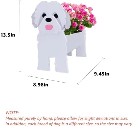 White Shih Tzu Dog Planter Pots, Animal Shaped Flower Pot