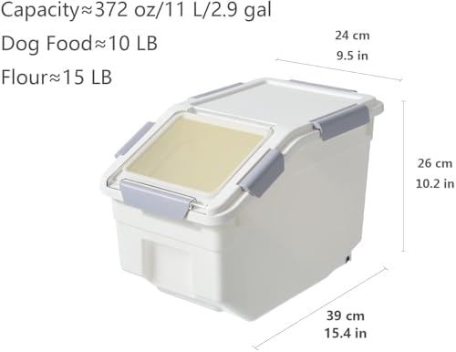 LISM 2 Pack Dog Food Storage Container with Scoop, 2-Pack, 10 LB, White