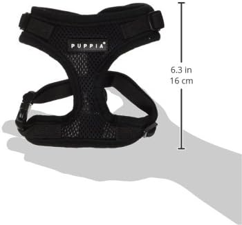 Authentic Puppia RiteFit Harness with Adjustable Neck, Black, Small