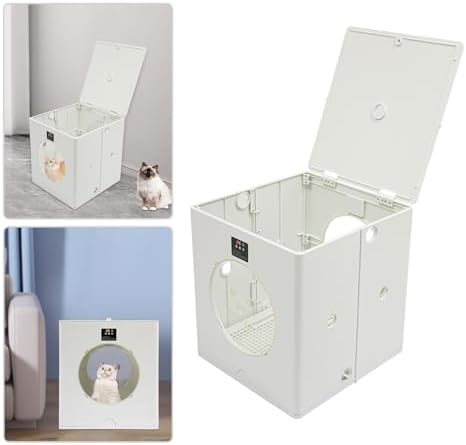 88L Automatic Pet Dryer Box for Cats & Small Dogs, Foldable & Ultra-Quiet, with 8 High-Velocity Fans, 360° Drying, Smart Temperature Control, 4-Speed Timer 800W, ABS-White