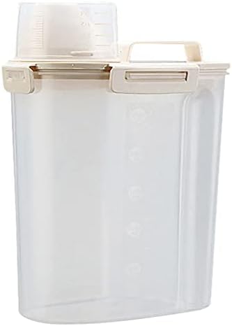 Pet Food Storage Container,3L Large Pet Cat Food Containers Bin with Lids,Kitchen Cereal Rice Storage Bin with Measuring Cup Silicone Bowl For Storage Dog Cat Small Pet Food (Beige)