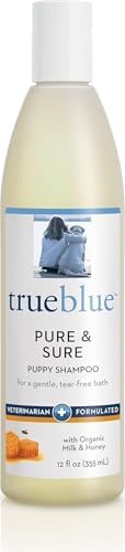 Trueblue Pure & Sure Puppy Shampoo – Cleansing Wash, Deodorizing, Moisturizing – Toxin Free, Milk, Honey Natural Botanical Blend – Tearless Dog Shampoos – 12 Fl. Oz.