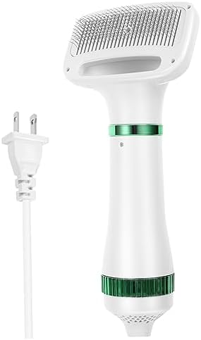 Kisangel Dog Cat Grooming Hair Dryer Brush Low Noise Pet Hair Blower with Adjustable Temperature for Long Hair for Home Salon Plug