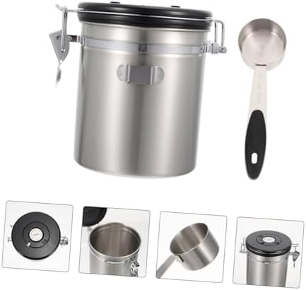 UPKOCH Sealed Pet Food Storage Container for Cat and Dog with Stainless Steel Spoon 1.8l Airtight Sealed Jar Sturdy Food Storage Jar for Pet Snacks