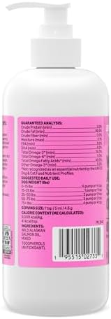 Amazon Basics Wild Alaskan Salmon Oil - Skin and Coat Support, Omega 3 Supplement for Dog and Cat, 8 fl oz (Previouly Wonder Bound)