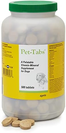 Pet-Tabs Multivitamin Supplement for Adult Dogs & Puppies, 500 Chewables | 17 Essential Minerals & Vitamins for Everyday Wellness & Growth, Promotes Healthy Skin & Coat, Supports Nutritional Gaps