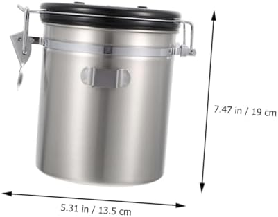 Yardwe Cat Food Sealed Container with Spoon 1.8l Stainless Steel Grain Storage Jar Airtight Treat and Pet Food Storage Canister Preservation